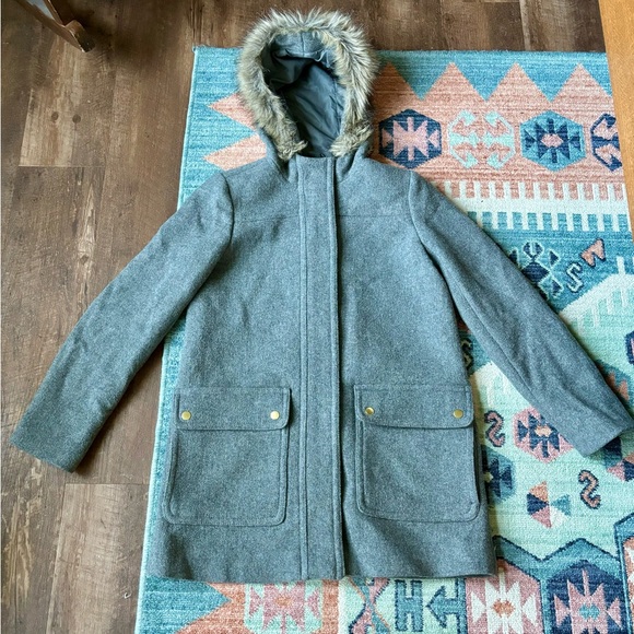 NWOT J. Crew grey wool parka size 2 - Picture 1 of 8